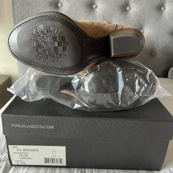 Vince Camuto Braden Verona Leather Tall Boots in Taupe Suede - Picture 4 of 6